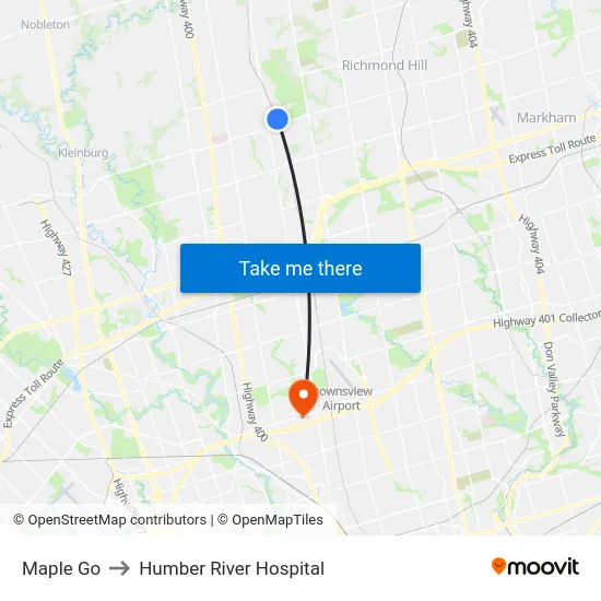 Maple Go to Humber River Hospital map