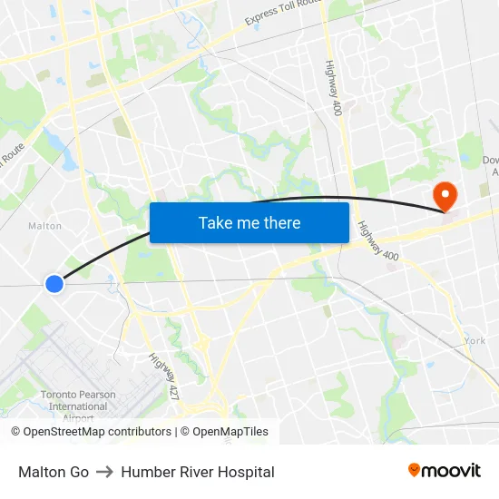 Malton Go to Humber River Hospital map
