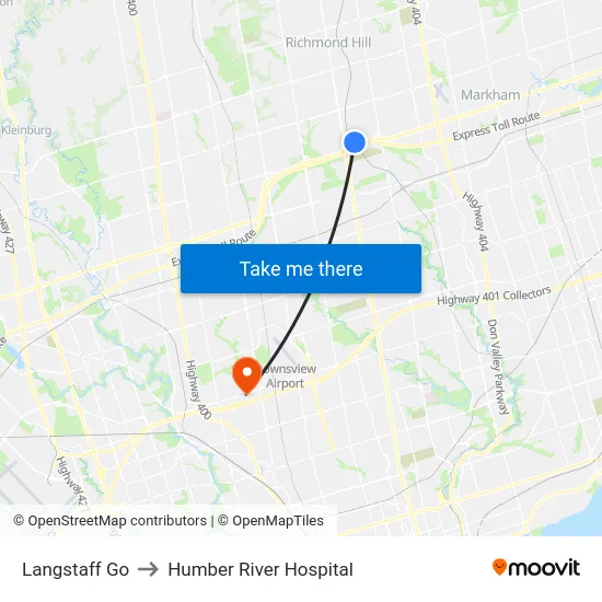 Langstaff Go to Humber River Hospital map