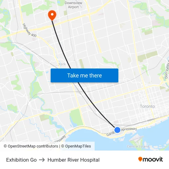 Exhibition Go to Humber River Hospital map