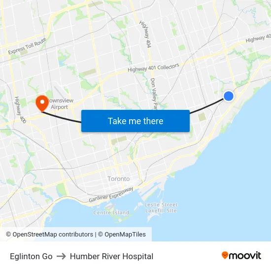 Eglinton Go to Humber River Hospital map