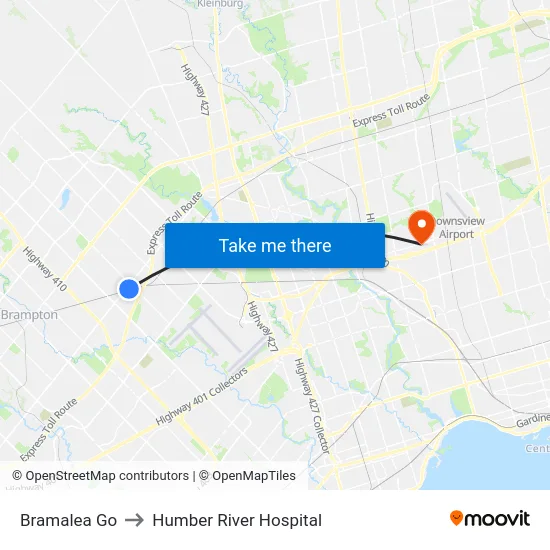Bramalea Go to Humber River Hospital map