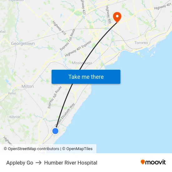 Appleby Go to Humber River Hospital map