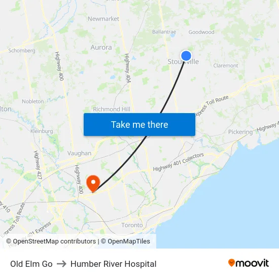 Old Elm Go to Humber River Hospital map