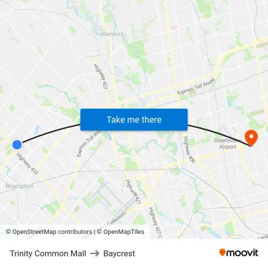 Trinity Common Mall to Baycrest map