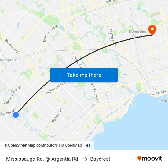 Mississauga Rd. @ Argentia Rd. to Baycrest map