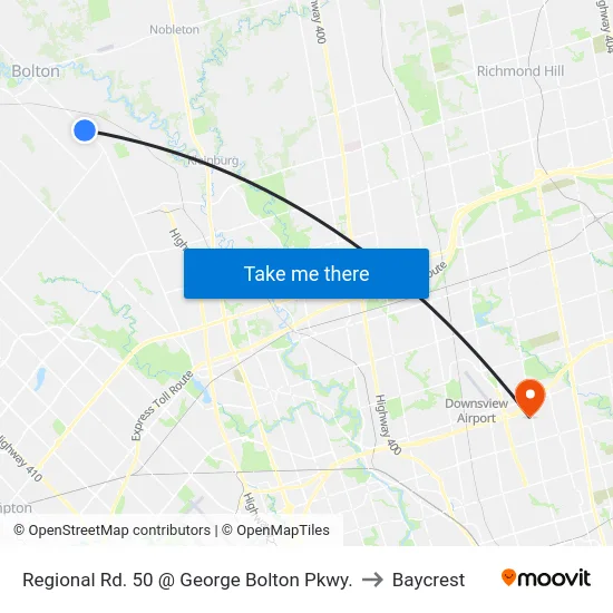 Regional Rd. 50 @ George Bolton Pkwy. to Baycrest map