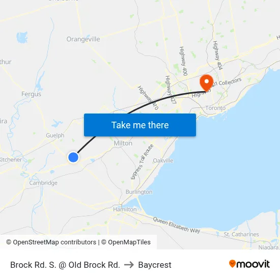 Brock Rd. S. @ Old Brock Rd. to Baycrest map