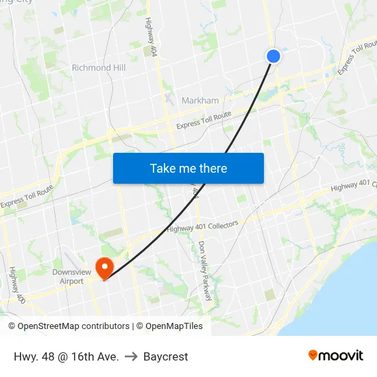 Hwy. 48 @ 16th Ave. to Baycrest map