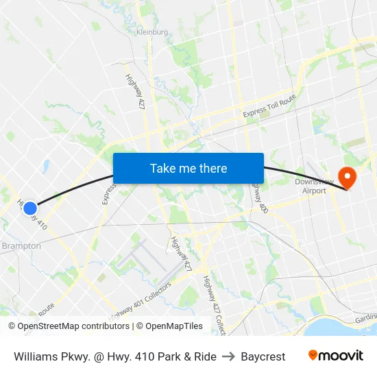 Williams Pkwy. @ Hwy. 410 Park & Ride to Baycrest map