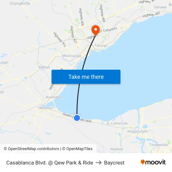 Casablanca Blvd. @ Qew Park & Ride to Baycrest map