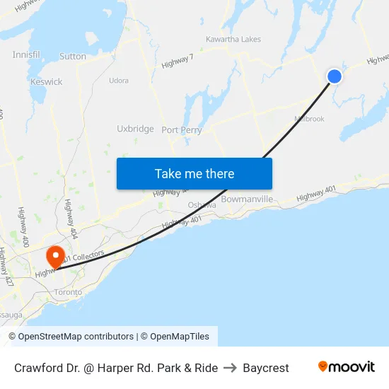 Crawford Dr. @ Harper Rd. Park & Ride to Baycrest map