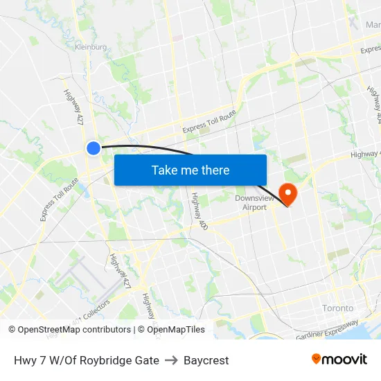 Hwy 7 W/Of Roybridge Gate to Baycrest map