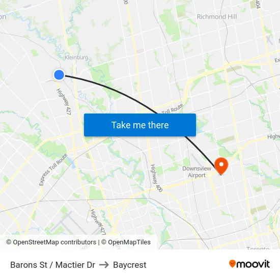 Barons St / Mactier Dr to Baycrest map