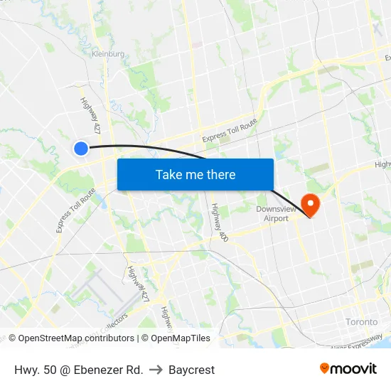 Hwy. 50 @ Ebenezer Rd. to Baycrest map