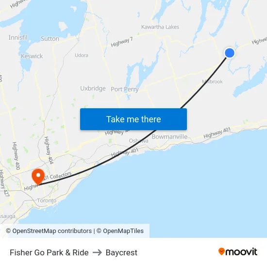 Fisher Go Park & Ride to Baycrest map