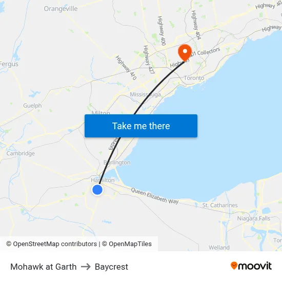 Mohawk at Garth to Baycrest map