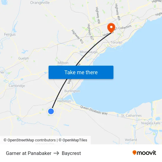 Garner at Panabaker to Baycrest map
