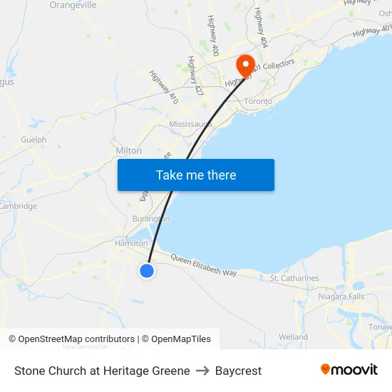 Stone Church at Heritage Greene to Baycrest map