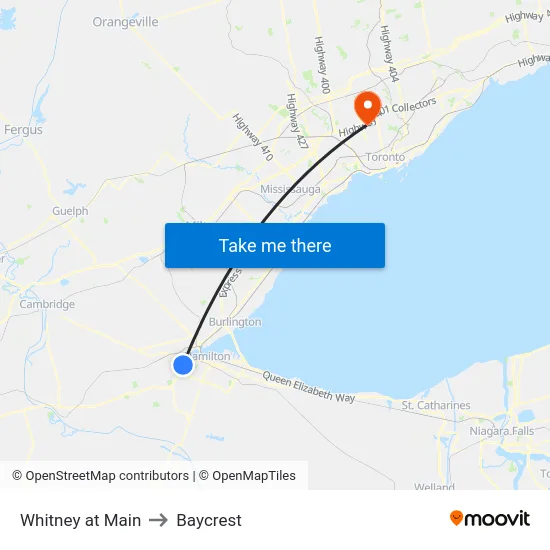 Whitney at Main to Baycrest map