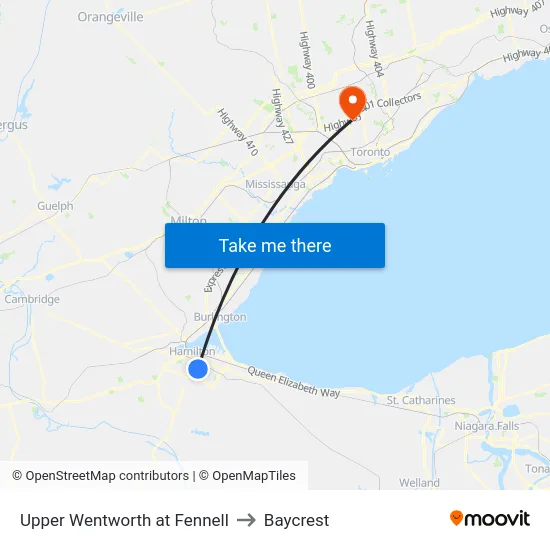Upper Wentworth at Fennell to Baycrest map