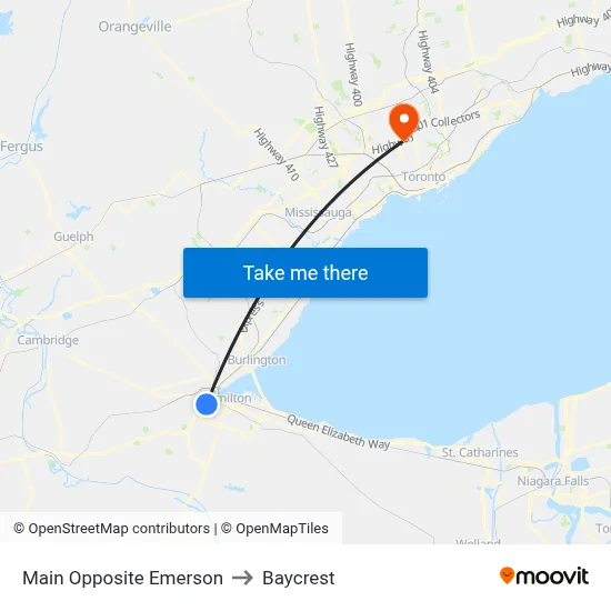 Main Opposite Emerson to Baycrest map