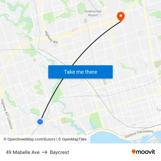 49 Mabelle Ave to Baycrest map