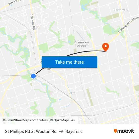 St Phillips Rd at Weston Rd to Baycrest map