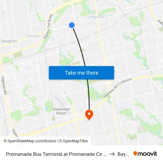 Promenade Bus Terminal at Promenade Cir - Mall North Entrance to Baycrest map