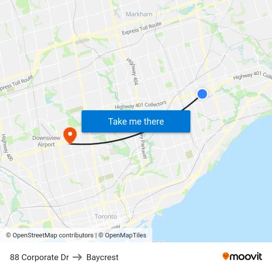 88 Corporate Dr to Baycrest map