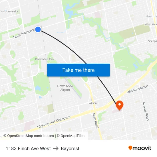 1183 Finch Ave West to Baycrest map