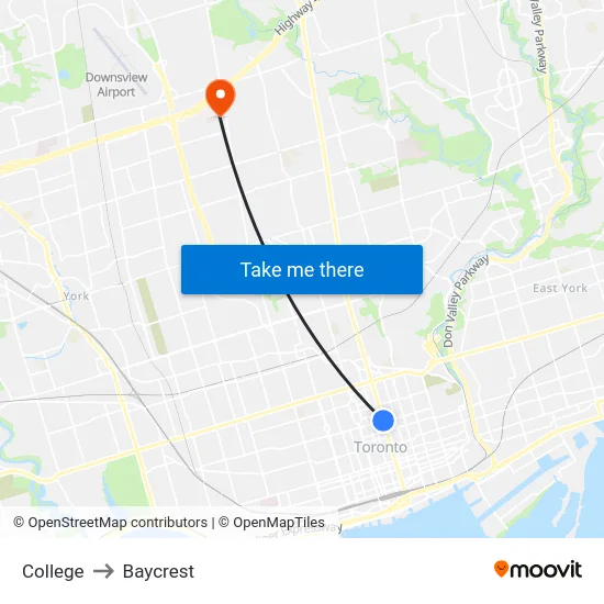 College to Baycrest map