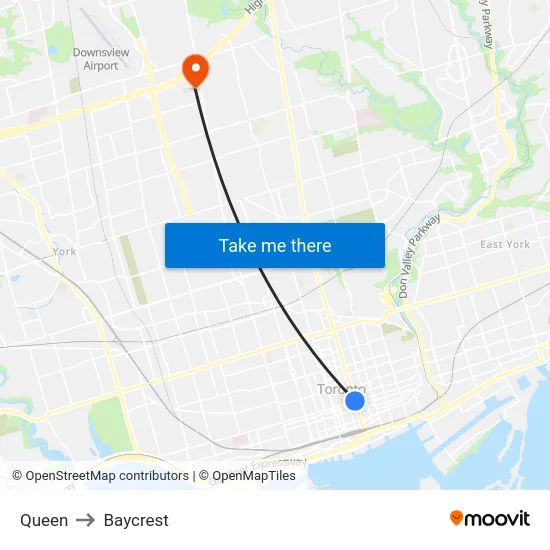 Queen to Baycrest map