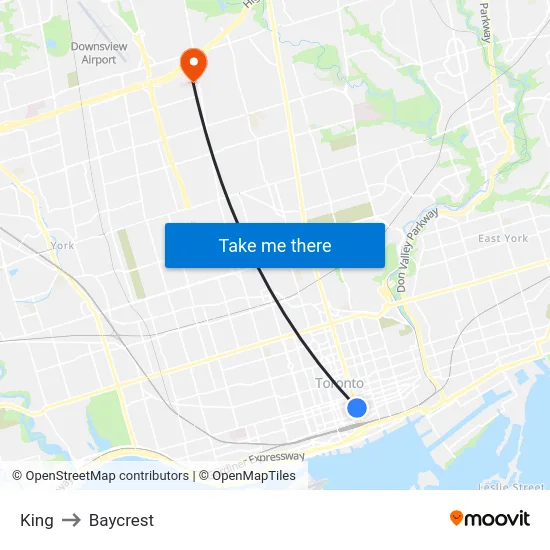 King to Baycrest map
