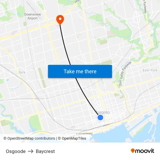 Osgoode to Baycrest map