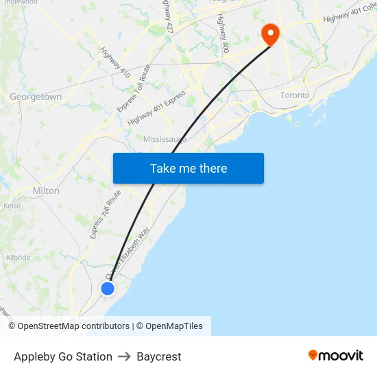 Appleby Go Station to Baycrest map