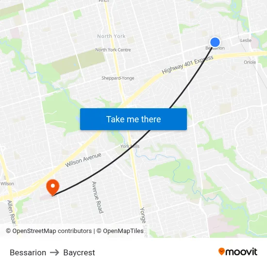 Bessarion to Baycrest map