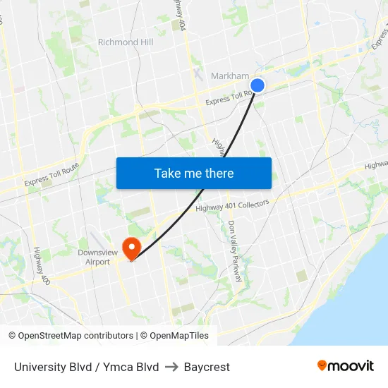 University Blvd / Ymca Blvd to Baycrest map