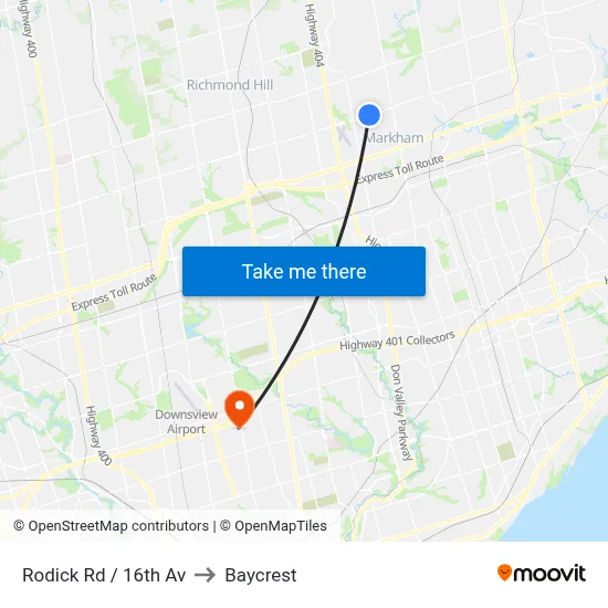 Rodick Rd / 16th Av to Baycrest map