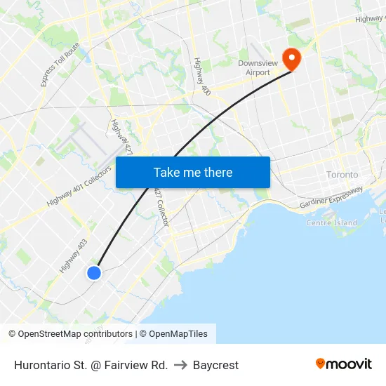 Hurontario St. @ Fairview Rd. to Baycrest map
