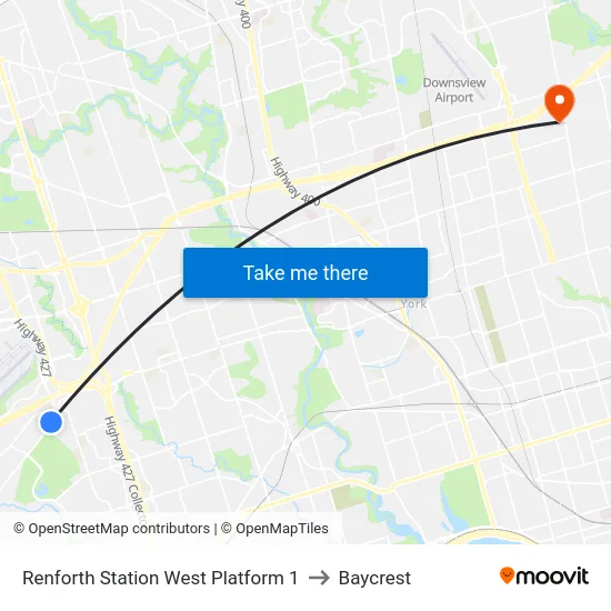 Renforth Station West Platform 1 to Baycrest map