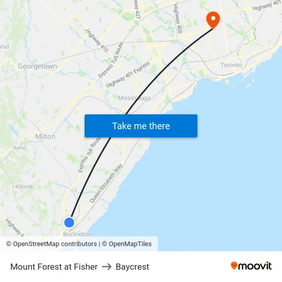 Mount Forest at Fisher to Baycrest map