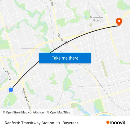 Renforth Transitway Station to Baycrest map