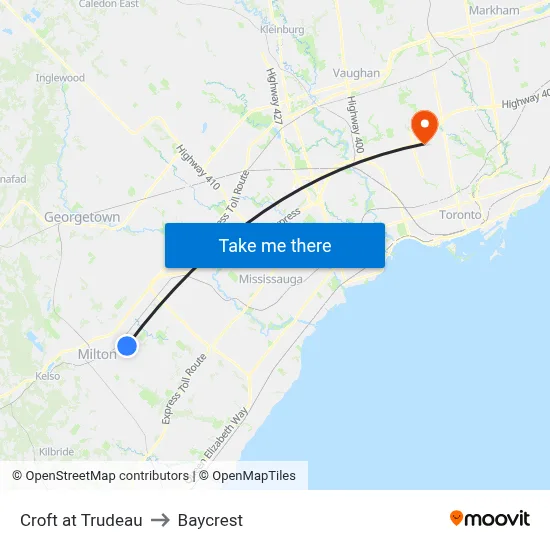 Croft at Trudeau to Baycrest map