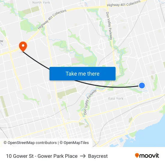 10 Gower St - Gower Park Place to Baycrest map