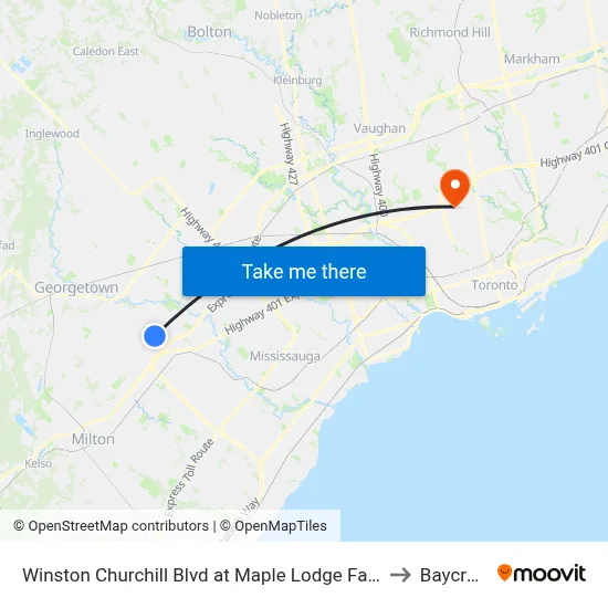 Winston Churchill Blvd at Maple Lodge Farms to Baycrest map