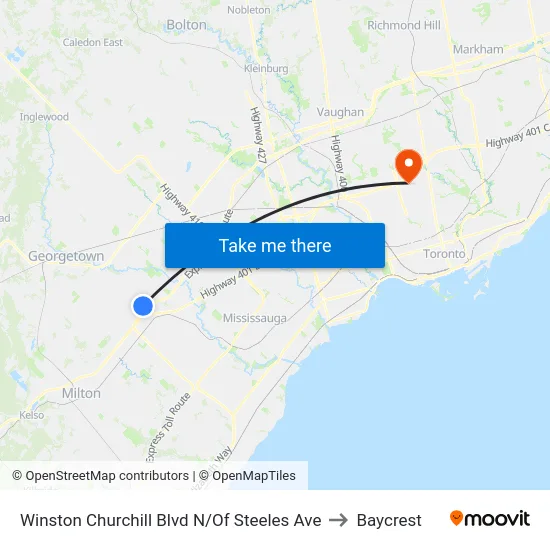 Winston Churchill Blvd N/Of Steeles Ave to Baycrest map