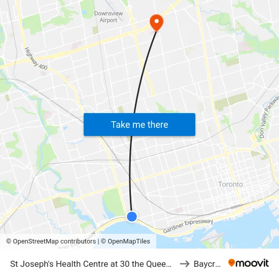 St Joseph's Health Centre at 30 the Queensway to Baycrest map