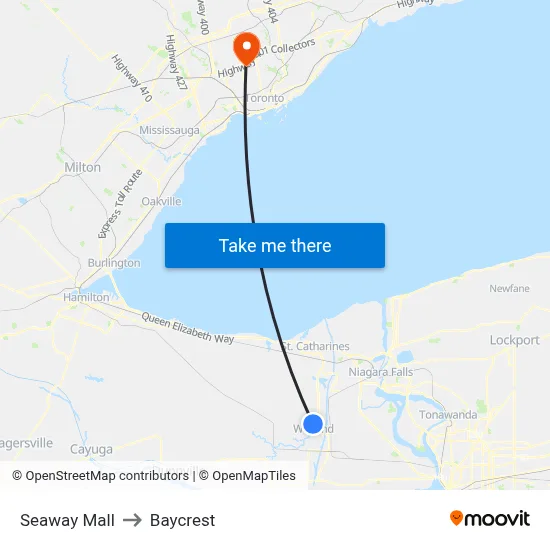 Seaway Mall to Baycrest map