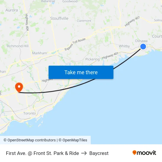 First Ave. @ Front St. Park & Ride to Baycrest map